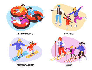 Canvas Print - Winter Activities Compositions Set