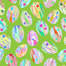 Easter Illustration Seamless Pattern. Hand Drawn In Mixed Media. Easter Eggs Endless Colorful Motive. Wallpaper, Fabric Or Gift Paper Designs.