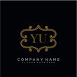 © BABATAN - Initial letter YU logo luxury vector mark, gold color elegant classical