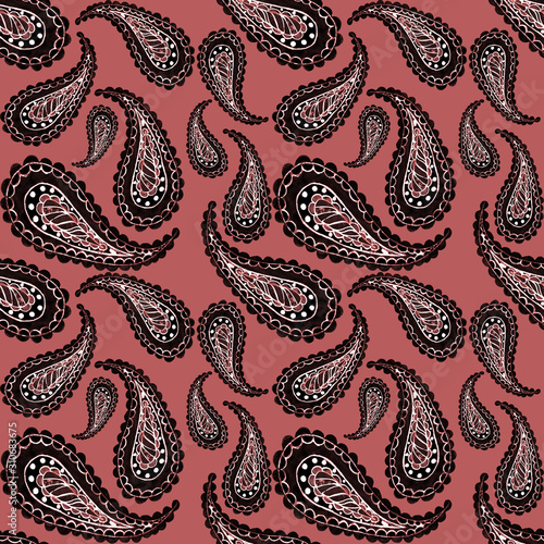 Creative seamless pattern with hand drawn paisley element. Tribal ethnic seam...