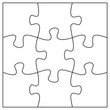9 jigsaw pieces template. Nine puzzle pieces connected together.