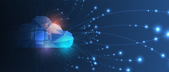 Cloud technology. Integrated digital web concept background