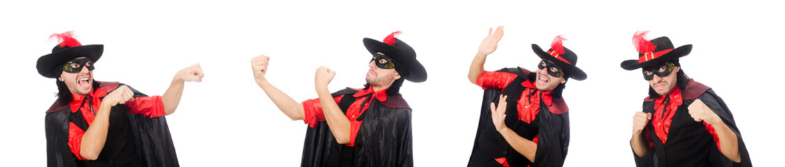 Wall Mural - Young man in carnival coat isolated on white