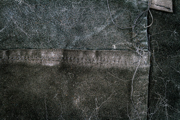 Wall Mural - Black grungy leather texture background, back side