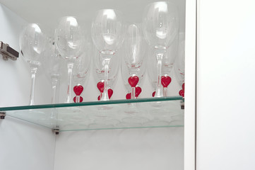 Row of clean wine glasses