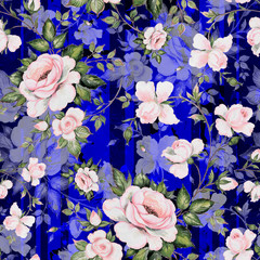 Watercolor seamless pattern drawn lovely roses