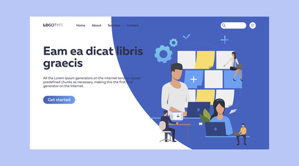 People working in office. Workers, employees, human resources flat vector illustration. Office environment and work process concept for banner, website design or landing web page
