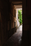 Fototapeta Uliczki - The dark arch in the Italian house. Typical Italian narrow street.