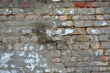 Old Brick Wall With Peeling Paint