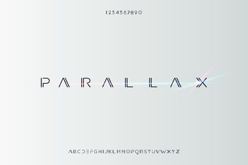 Wall Mural - parallax. abstract technology futuristic alphabet font. digital space typography vector illustration