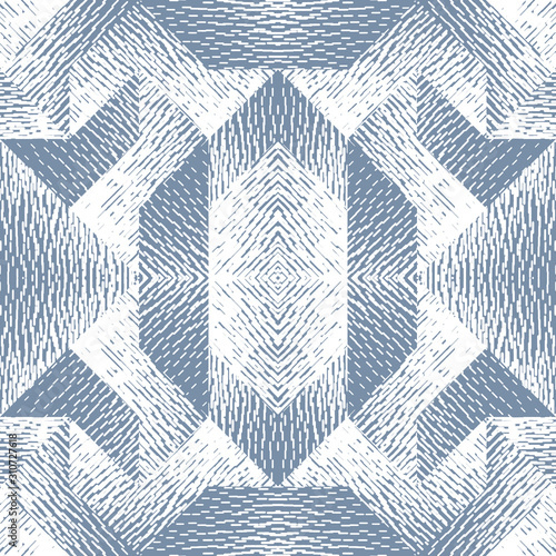 Abstract seamless pattern of geometric shapes with texture. Optical illusion ...