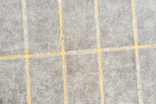 Parking Grid On Cement Floor, Yellow Line And Rectangle.