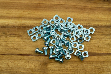 silver Allen wrench bolts and square nuts