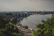 Panorama over the Ukrainian city of Kiev, view from the city hill towards the Dniepr river bank and downtown.