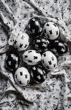 Black And White Easter Eggs With A Simple Cute Bunnies Design