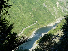 Manawatu River In Manawatu Gorge Seen From Above Between Trees 