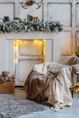 Wall Mural - Cozy living room with winter style interior