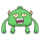 Fototapeta Dinusie - Mad green goblin cartoon monster