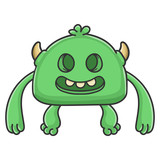 Fototapeta Dinusie - Creepy smiling green goblin cartoon monster