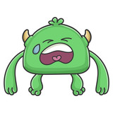 Fototapeta Dinusie - Crying green goblin cartoon monster