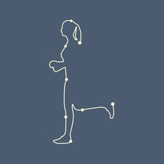 Wall Mural - Running woman. Side view silhouette. Sport and recreation concept, Dots connected with line