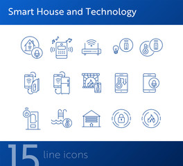 Poster - Smart House and Technology vector icon set. Thin line contours