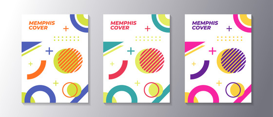 Wall Mural - Memphis design cover set with cool geometric shape, applicable for poster, flyer, banner, magazine