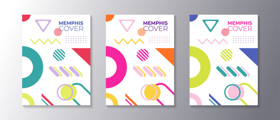 Wall Mural - Memphis design cover set with cool geometric shape, applicable for poster, flyer, banner, magazine