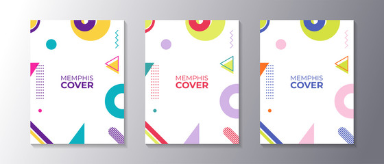Wall Mural - Memphis design cover set with cool geometric shape, applicable for poster, flyer, banner, magazine