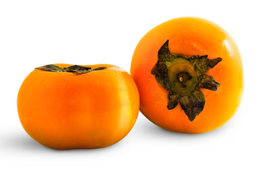 Ripe Fuyu persimmon isolated on white background.