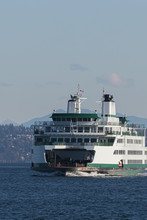 Washington Ferry On Puget Sound Along The Shores Of Seattle Area