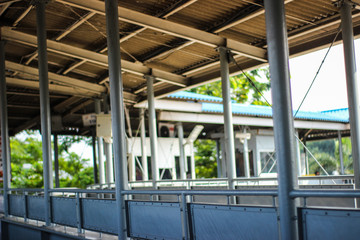 Portret ferryboat in the Lampung. Ferryboat ride route Bakauheni - Merak, Indonesia. Tourism vacation and travel.