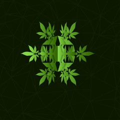 Poster - Christmas Vector Background with cannabis Christmas  3D Snowflake