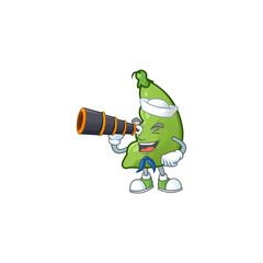 Wall Mural - Picture of Smiling happy Sailor broad beans with binocular