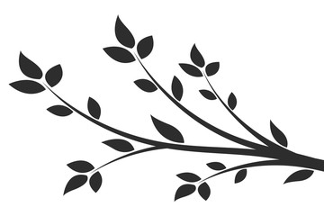 Wall Mural - silhouette of a branch with leaves. young flowering tree. sapling.