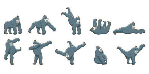 Gorilla vector set collection graphic design