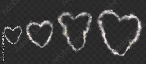 Cuadros en Lienzo White smoke heart shape rings from cigarette, pipe or vape