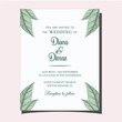 simple modern wedding invitation with green leaf vector card template