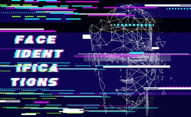 Wall Mural - glitch face id technology. trendy future touch scanning systems. innovations systems identifications