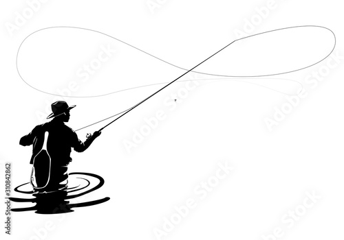 Plakaty wędkarstwo  fly-rybak-fishing-clip-art-czarny-wedkowanie-na-bialym-tle-vector