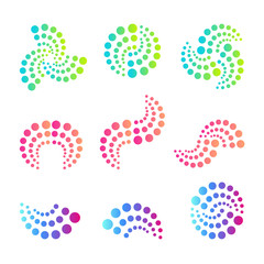 Aufkleber - Vector icons set for web and business. Abstract round logo templates. Dots logos or circles emblems.