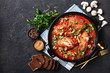 canvas print picture - close-up of Chicken Cacciatore in a dish