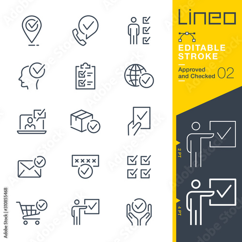 Fotografía Lineo Editable Stroke - Approved and Checked outline icons