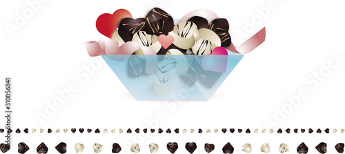 ハートのマーブルチョコレートとプレゼントボックスの背景イラスト素材 Stock Illustration Adobe Stock