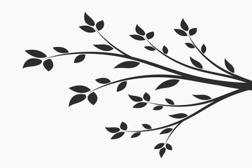Wall Mural - young flowering tree. sapling. silhouette of a branch with leaves.