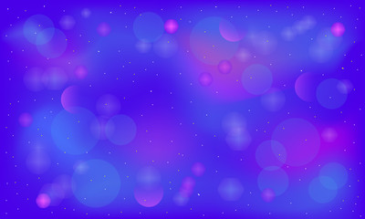 celebration party, bright blue background, glare of garland and spheres.