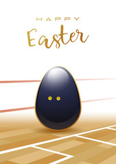 Poster - Happy Easter. Sports greeting card. Realistic Squash ball in the shape of Easter egg. Vector illustration.