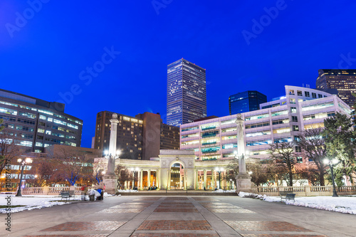 Fotomural Denver, Colorado, USA downtown cityscape in Civic Center park