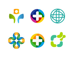 Aufkleber - Mmedical crosses, health symbol set, pharmacy and clinic logo template. Isolated vector emblem.