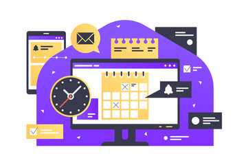 electronic screen with schedule and planning information